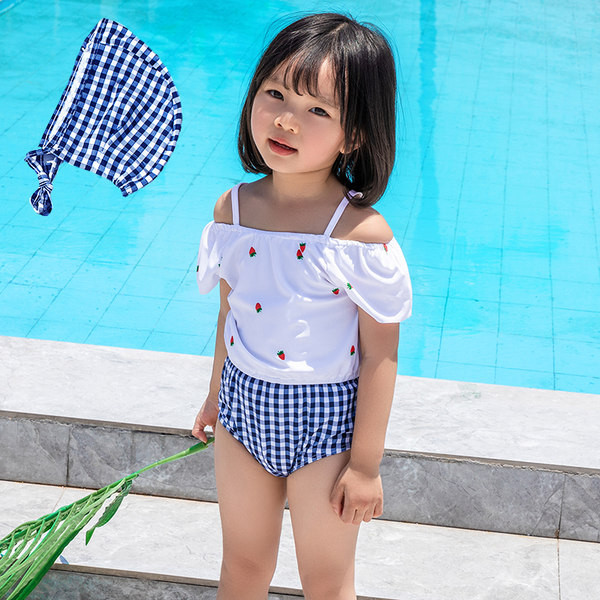 Moderan puni karirani kupaći kostim s aplikacijom