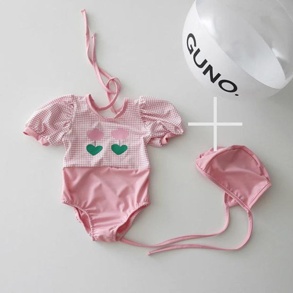 Dječji cijeli kupaći kostim s kratkim rukavima i vezicama