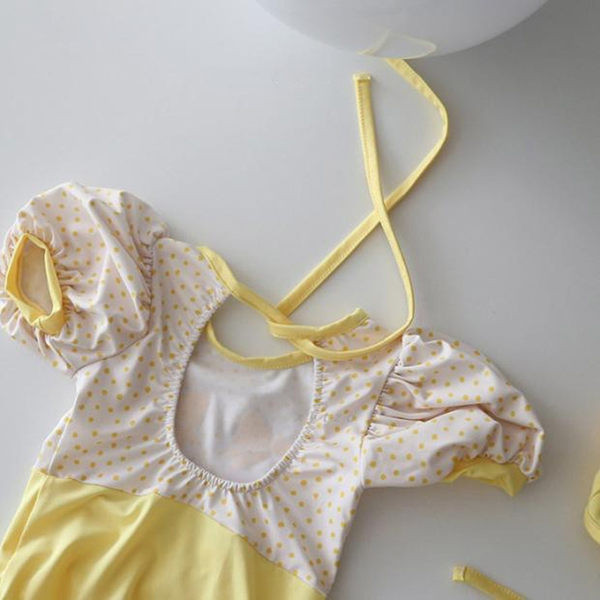 Dječji cijeli kupaći kostim s kratkim rukavima i vezicama