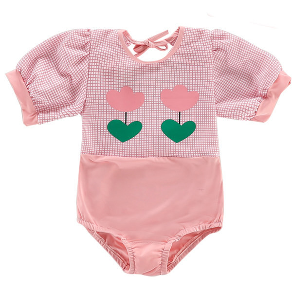 Dječji cijeli kupaći kostim s kratkim rukavima i vezicama