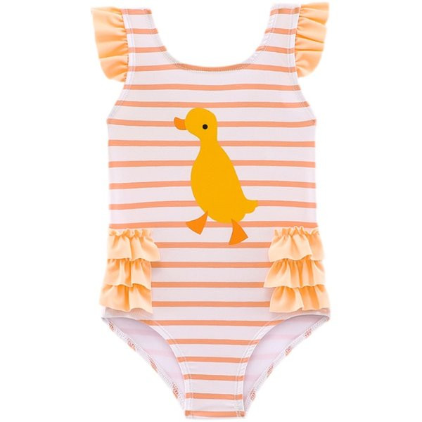 Bērnu svītrains peldkostīms ar aplikācijām un lokām