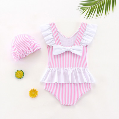 Dječji kupaći kostim na pruge s trakom