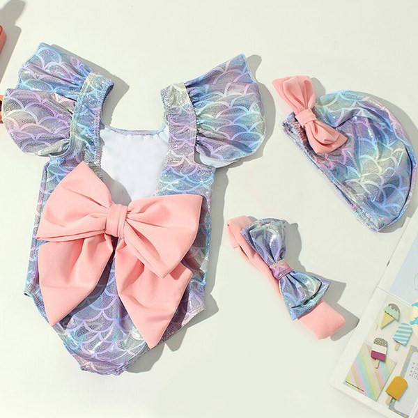 Dječji cijeli kupaći kostim za djevojčice s trakom