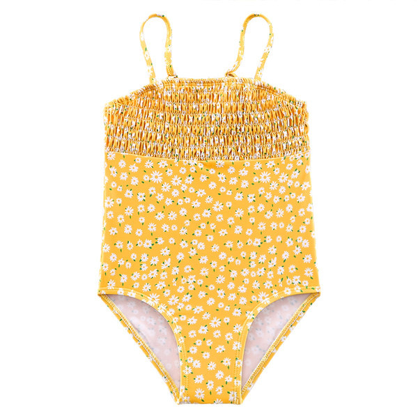 Peenikeste rihmadega ja lillemotiividega laste ujumistrikoo