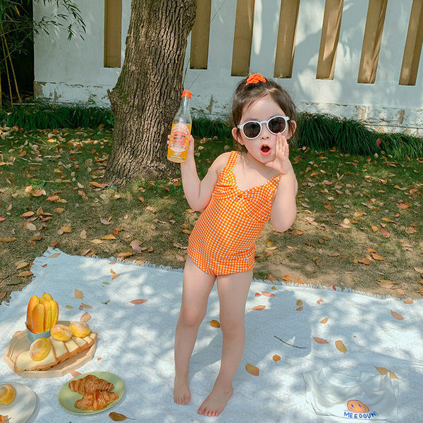 Παιδικό καρό γυναικείο μαγιό με κορδέλα