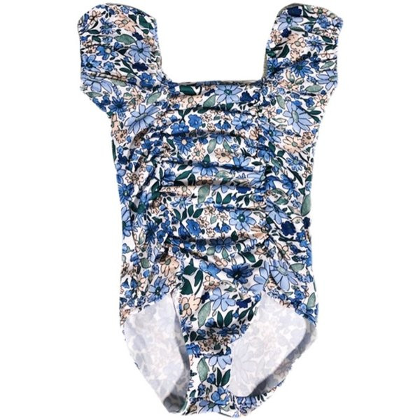 Lühikeste varrukate ja lillemustriga laste ujumistrikoo tüdrukutele