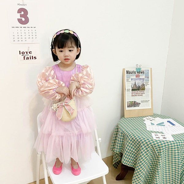 Κομψή παιδική πλεκτή τσάντα με μακριά λαβή για κορίτσια