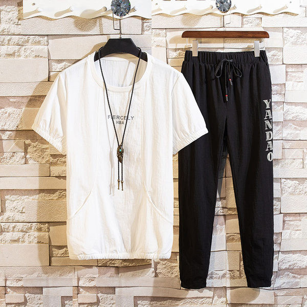 Καθημερινό σετ ανδρικό με επιγραφή και κορδόνια