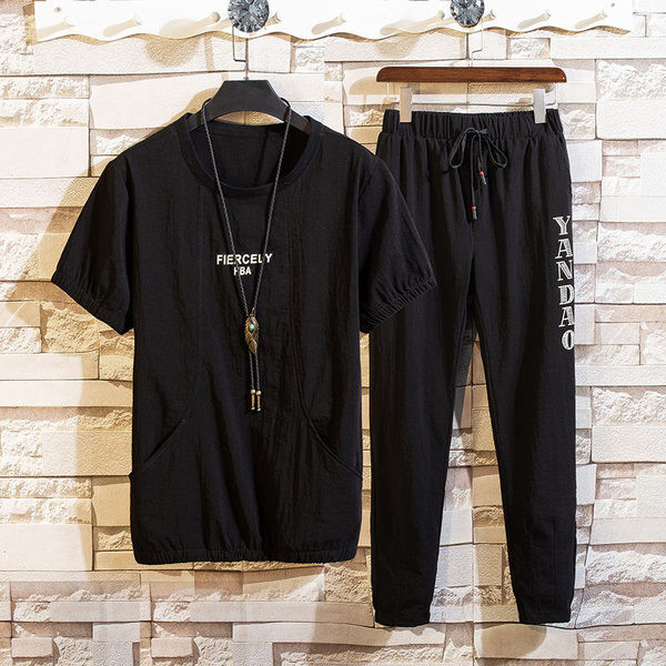 Καθημερινό σετ ανδρικό με επιγραφή και κορδόνια