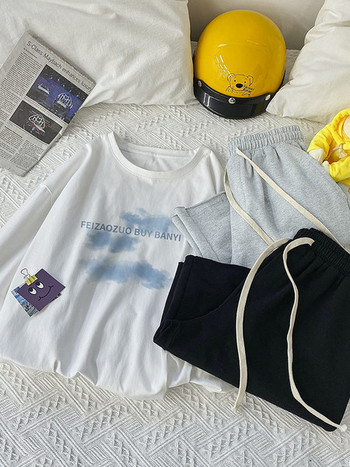 Ежедневен мъжки летен комплект от тениска и къс панталон