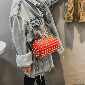 Модерна детска чанта с метална дръжка и капси за момичета