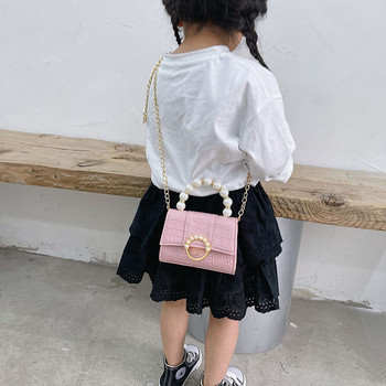 Детска актуална чанта с катарама и декоративни перли