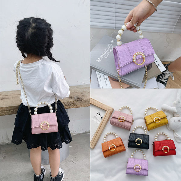 Παιδική καθημερινή τσάντα με αγκράφα και διακοσμητικές πέρλες