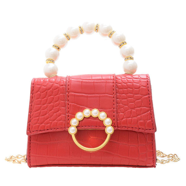 Παιδική καθημερινή τσάντα με αγκράφα και διακοσμητικές πέρλες