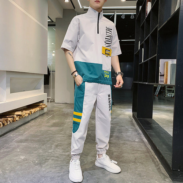 Jauna modeļa vīriešu komplekts no divu daļu biksēm un blūzes