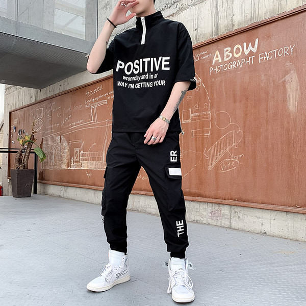 Jauna modeļa vīriešu komplekts no divu daļu biksēm un blūzes