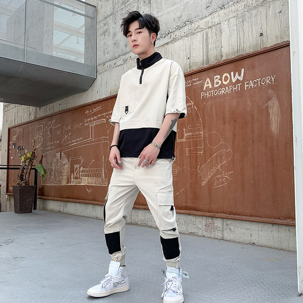 Jauna modeļa vīriešu komplekts no divu daļu biksēm un blūzes