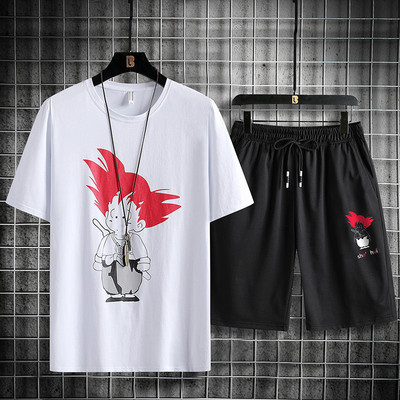 Suvine meeste vabaaja komplekt T-särgist ja lühikestest pükstest