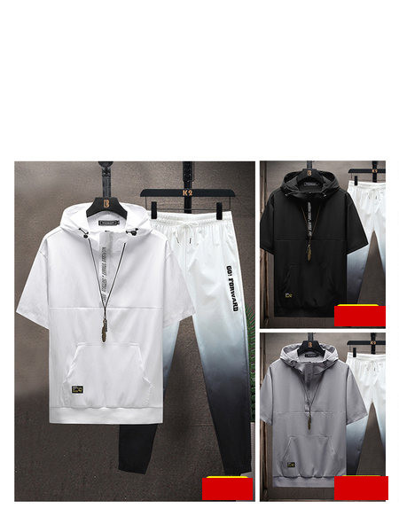 Ljetni muški komplet bluza s kapuljačom i hlače