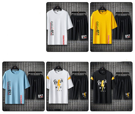 Muški komplet iz dva dela - sa aplikacijom i vezama