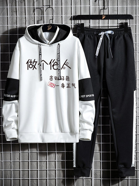 Ανδρικό αθλητικό καθημερινό σετ με κουκούλα και επιγραφή