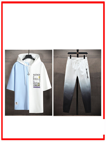 Ανδρικό καλοκαιρινό κοστούμι σε δύο μέρη μπλούζα με κουκούλα και παντελόνι