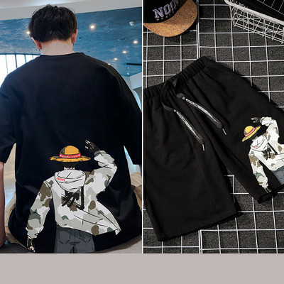 Ανδρική αθλητική φόρμα με 3/4 μανίκια και απλικέ χρώμα