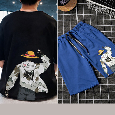 Ανδρική αθλητική φόρμα με 3/4 μανίκια και απλικέ χρώμα