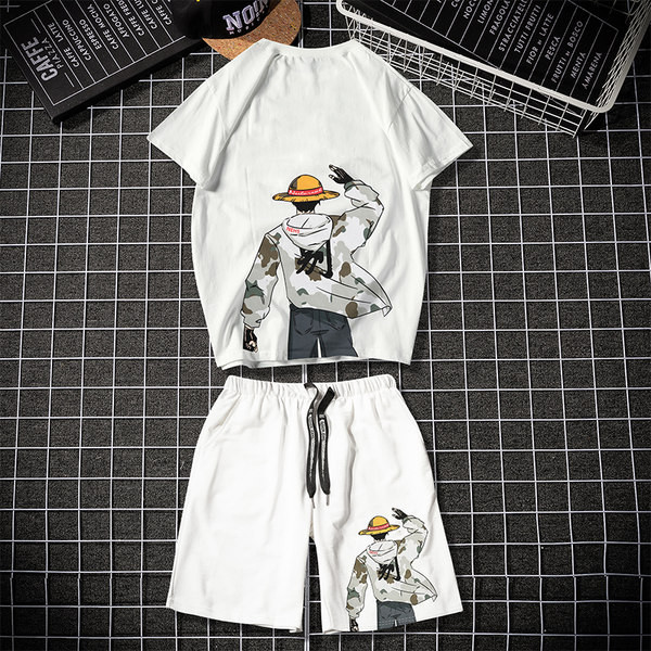 Ανδρική αθλητική φόρμα με 3/4 μανίκια και απλικέ χρώμα