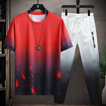 Модерен мъжки комплект от тениска и долнище в три цвята