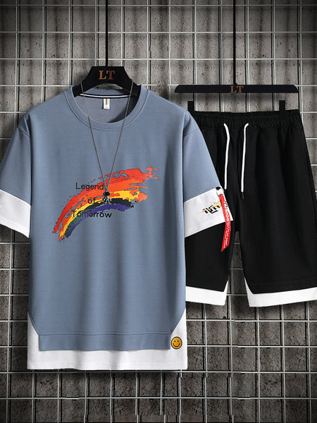 Ανδρικό αθλητικό καθημερινό σετ  σε δύο μέρη με τύπωμα