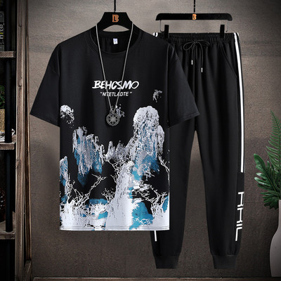 Μοντέρνο ανδρικό σετ - παντελόνι και μπλουζάκι