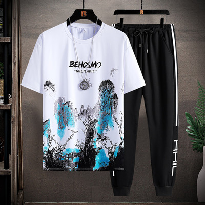 Μοντέρνο ανδρικό σετ - παντελόνι και μπλουζάκι