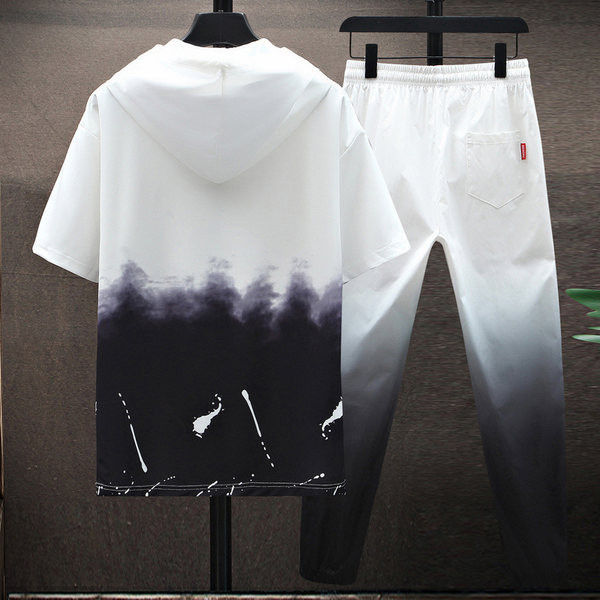 Casual meeste T-särkide komplekt kapuutsi ja pükstega