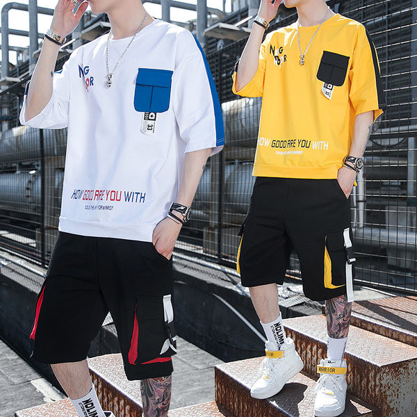 Ανδρικό σετ  με τσέπες και επιγραφές - σε δύο μέρη