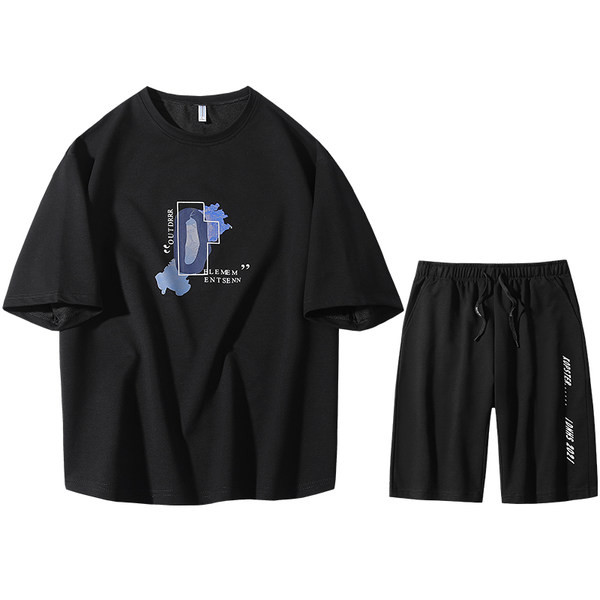 Vīriešu ikdienas komplekts no divām daļām ar krāsu aplikāciju