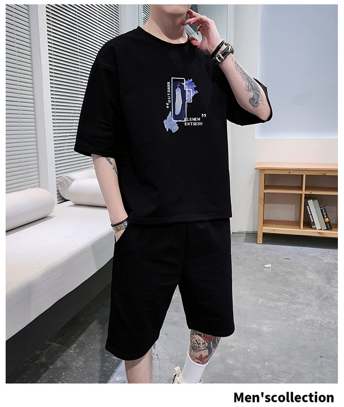 Vīriešu ikdienas komplekts no divām daļām ar krāsu aplikāciju