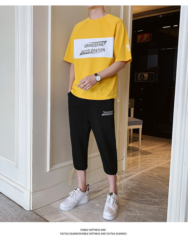 Vīriešu sporta-gadījuma komplekts no T-krekla un 3/4 biksēm