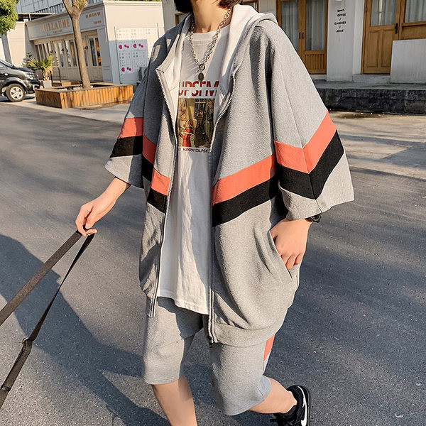 Καλοκαιρινό σετ για άνδρες - τοπ με 3/4 μανίκια και σορτς