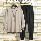 Мъжки спортен екип с дълъг ръкав надпис и джобове