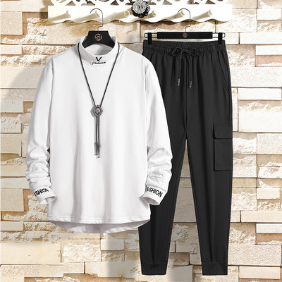 Мъжки спортен екип с дълъг ръкав надпис и джобове