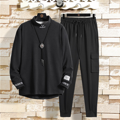 Мъжки спортен екип с дълъг ръкав надпис и джобове