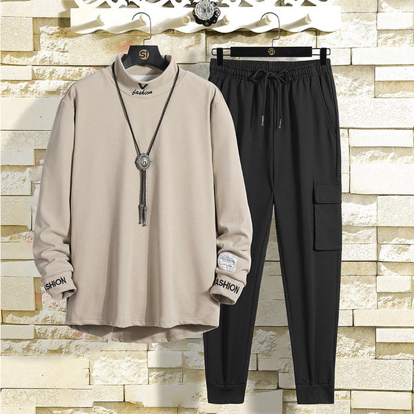 Мъжки спортен екип с дълъг ръкав надпис и джобове