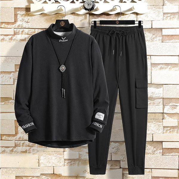 Мъжки спортен екип с дълъг ръкав надпис и джобове