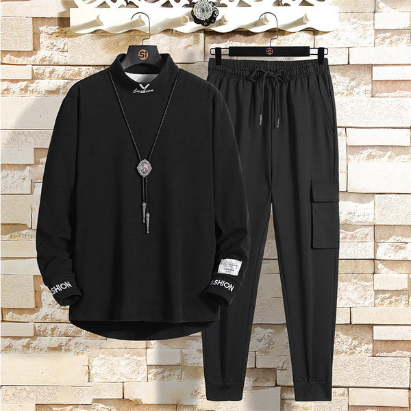 Мъжки спортен екип с дълъг ръкав надпис и джобове