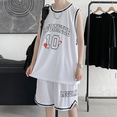 Летен спортен сет с надписи - потник и шорти