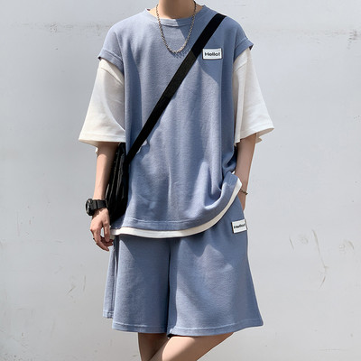 Suvine vaba lõikega meeste komplekt - T-särk ja lühikesed püksid