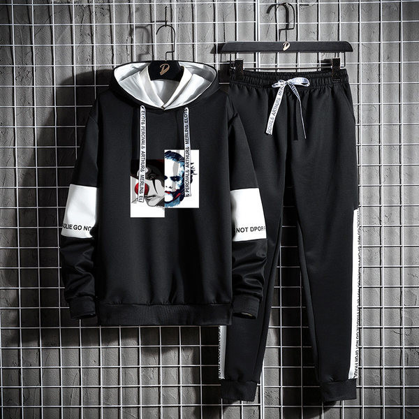 Ανδρικό αθλητικό καθημερινό σετ με κουκούλα και μακριά μανίκια