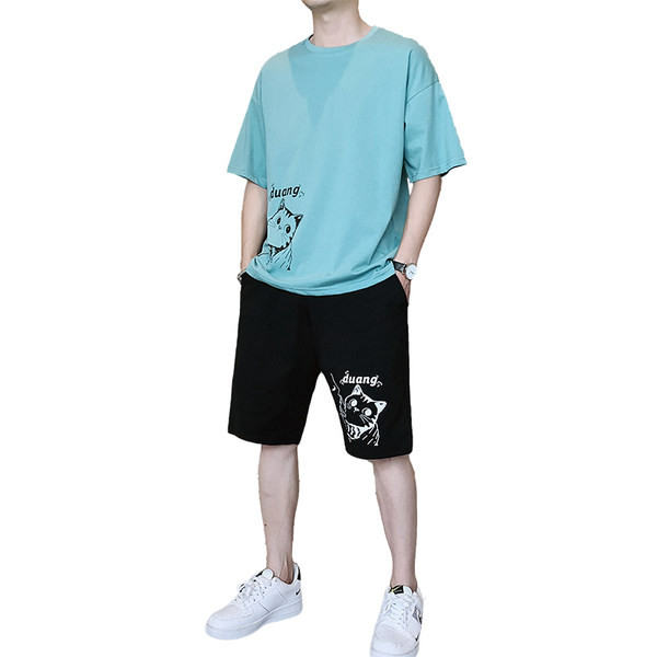 Ανδρικό αθλητικό καθημερινό σετ με απλικέ γάτα