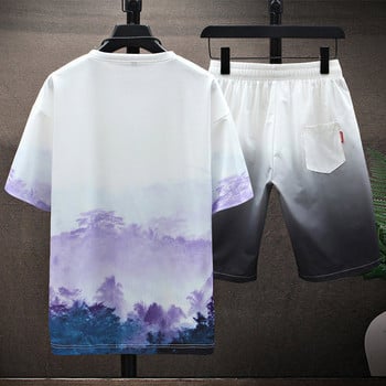 Ежедневен мъжки комплект от две части тениска и къс панталон в няколко цвята